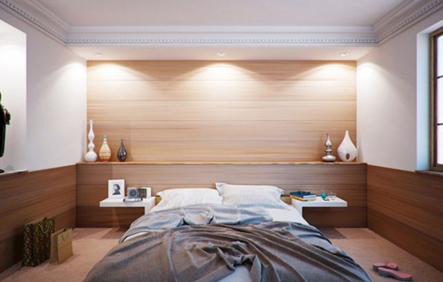 Warme Farben, klare Linien und kaum Ablenkung – so könnte ein Wolf-Schlafzimmer aussehen.
